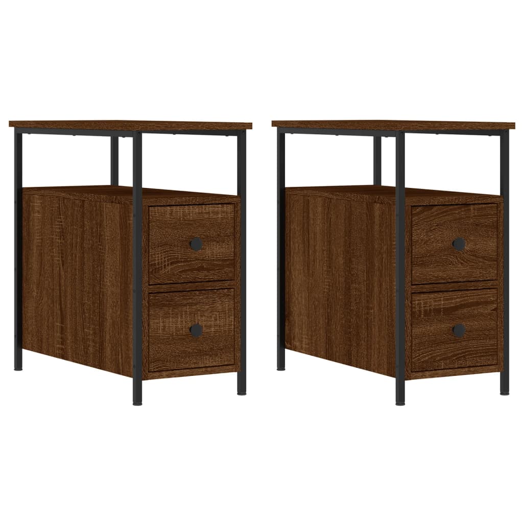 Nachtkastjes 2 st 30x60x60 cm bewerkt hout bruin eikenkleur Nachtkastjes | Creëer jouw Trendy Thuis | Gratis bezorgd & Retour | Trendy.nl