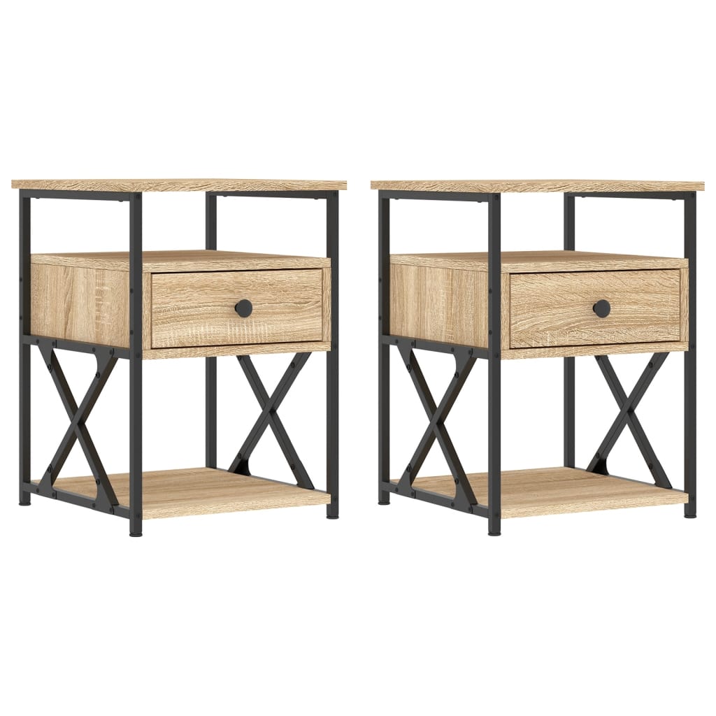 Nachtkastjes 2 st 40x42x55 cm bewerkt hout sonoma eikenkleurig Nachtkastjes | Creëer jouw Trendy Thuis | Gratis bezorgd & Retour | Trendy.nl