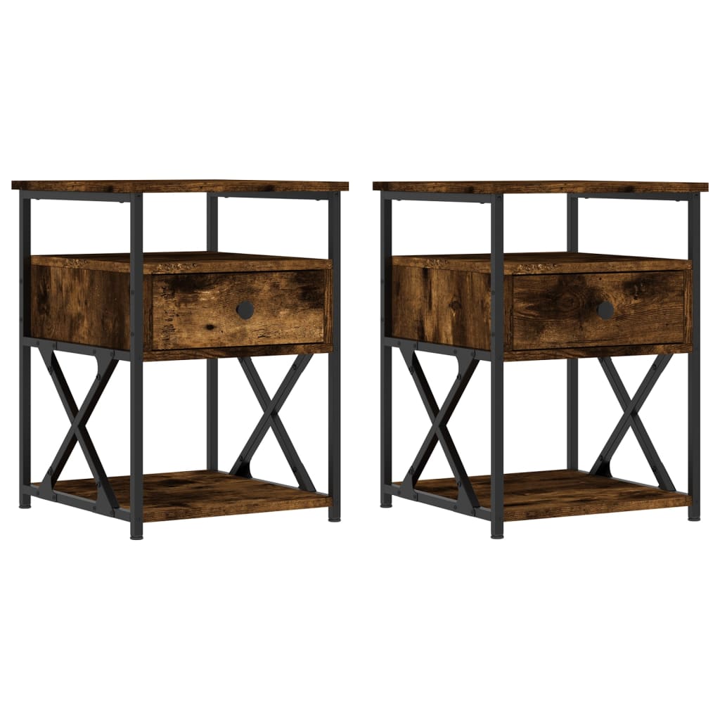 Nachtkastjes 2 st 40x42x55 cm bewerkt hout gerookt eikenkleurig Nachtkastjes | Creëer jouw Trendy Thuis | Gratis bezorgd & Retour | Trendy.nl