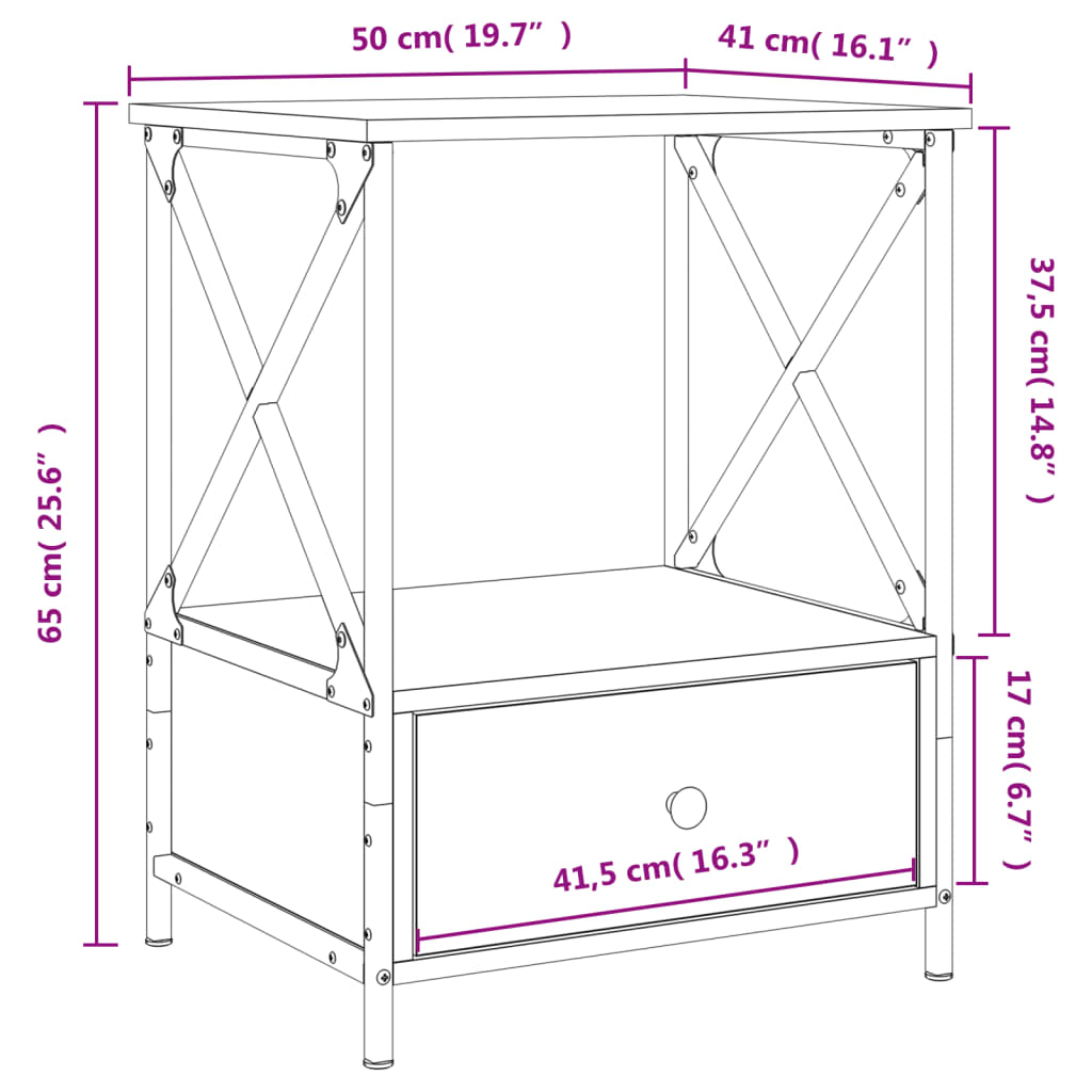 Nachtkastjes 2 st 50x41x65 cm bewerkt hout zwart Nachtkastjes | Creëer jouw Trendy Thuis | Gratis bezorgd & Retour | Trendy.nl