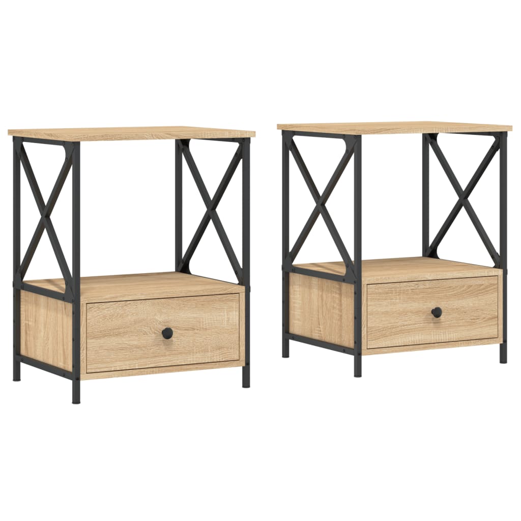 Nachtkastjes 2 st 50x41x65 cm bewerkt hout sonoma eikenkleurig Nachtkastjes | Creëer jouw Trendy Thuis | Gratis bezorgd & Retour | Trendy.nl