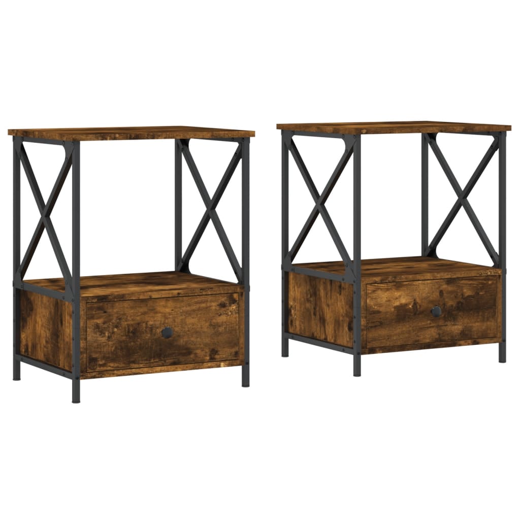 Nachtkastjes 2 st 50x41x65 cm bewerkt hout gerookt eikenkleurig Nachtkastjes | Creëer jouw Trendy Thuis | Gratis bezorgd & Retour | Trendy.nl