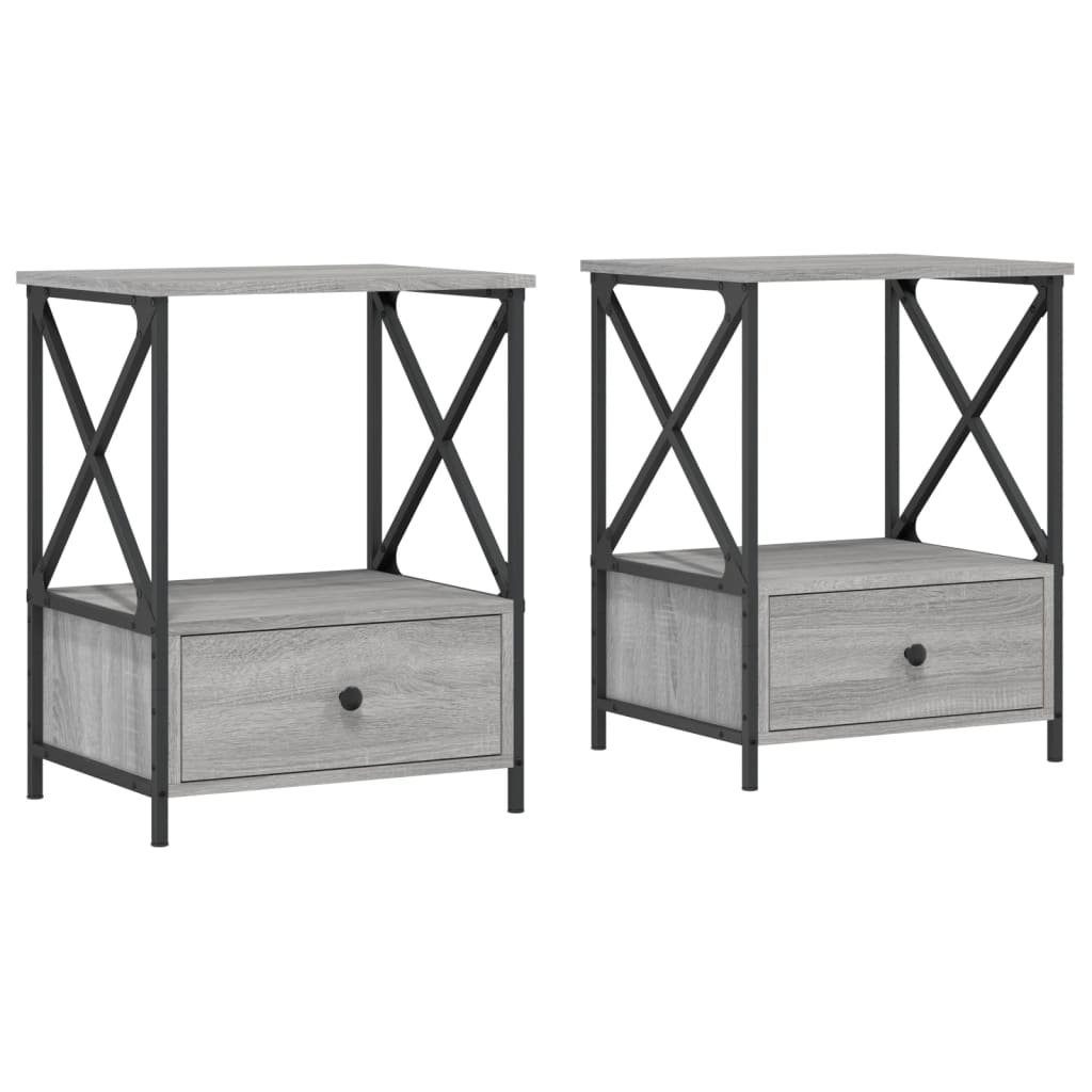 Nachtkastjes 2 st 50x41x65 cm bewerkt hout grijs sonoma eiken Nachtkastjes | Creëer jouw Trendy Thuis | Gratis bezorgd & Retour | Trendy.nl