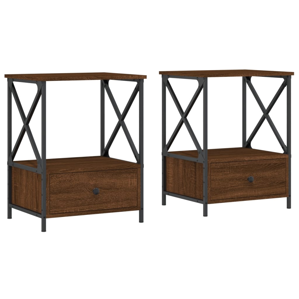 Nachtkastjes 2 st 50x41x65 cm bewerkt hout bruin eikenkleur Nachtkastjes | Creëer jouw Trendy Thuis | Gratis bezorgd & Retour | Trendy.nl