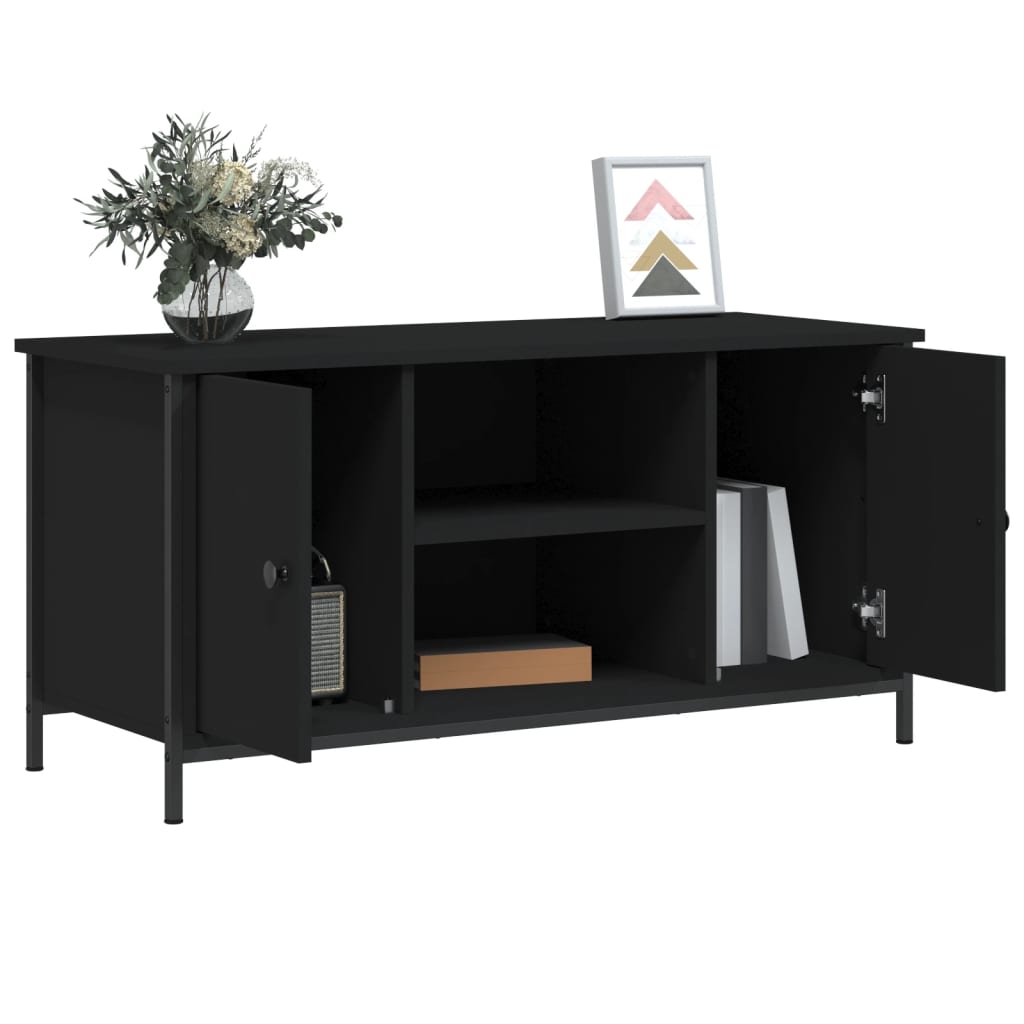 Tv-meubel 100x40x50 cm bewerkt hout zwart Tv-meubels | Creëer jouw Trendy Thuis | Gratis bezorgd & Retour | Trendy.nl