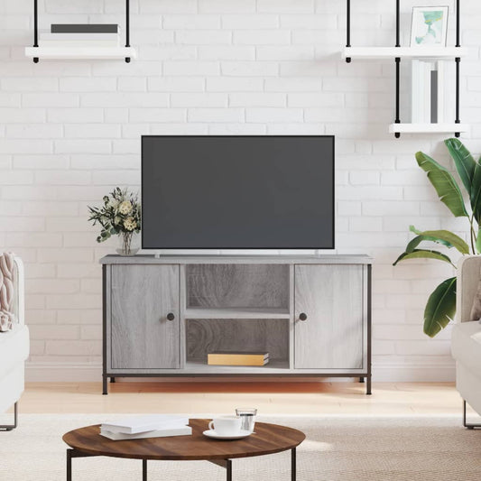 "Stijlvol Tv-meubel van bewerkt hout in grijze Sonoma eikenkleur - 100x40x50 cm" Tv-meubels | Creëer jouw Trendy Thuis | Gratis bezorgd & Retour | Trendy.nl