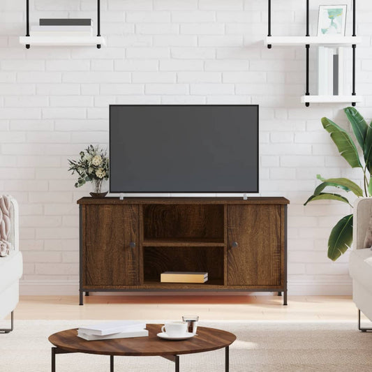 Stijlvol Tv-meubel van bewerkt eikenhout - 100x40x50 cm - Bruine eikenkleur Tv-meubels | Creëer jouw Trendy Thuis | Gratis bezorgd & Retour | Trendy.nl