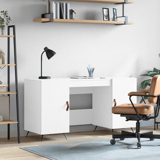 Bureautafel 140x50x75 cm - wit hout met bewerking - perfect voor de werkplek Bureaus | Creëer jouw Trendy Thuis | Gratis bezorgd & Retour | Trendy.nl