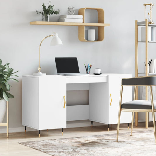 Prachtig bewerkt houten bureau - 140x50x75 cm - stijlvol en wit Bureaus | Creëer jouw Trendy Thuis | Gratis bezorgd & Retour | Trendy.nl