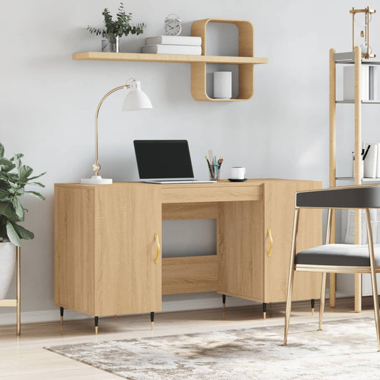 Stijlvol bewerkt houten bureau - 140x50x75 cm - sonoma eikenkleur Bureaus | Creëer jouw Trendy Thuis | Gratis bezorgd & Retour | Trendy.nl