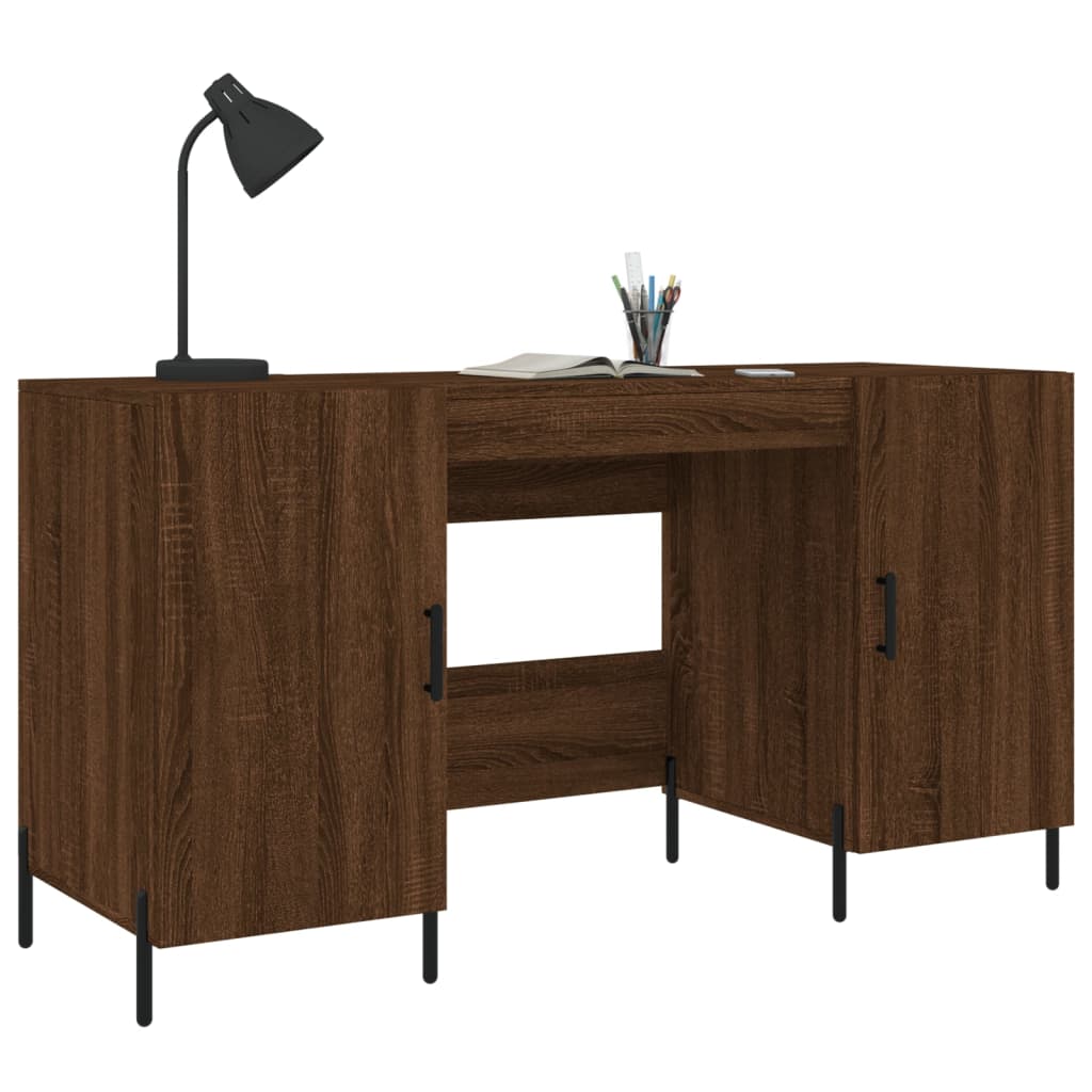 Stijlvol bureau van bewerkt hout in bruine eikenkleur - Afmetingen: 140x50x75 cm Bureaus | Creëer jouw Trendy Thuis | Gratis bezorgd & Retour | Trendy.nl