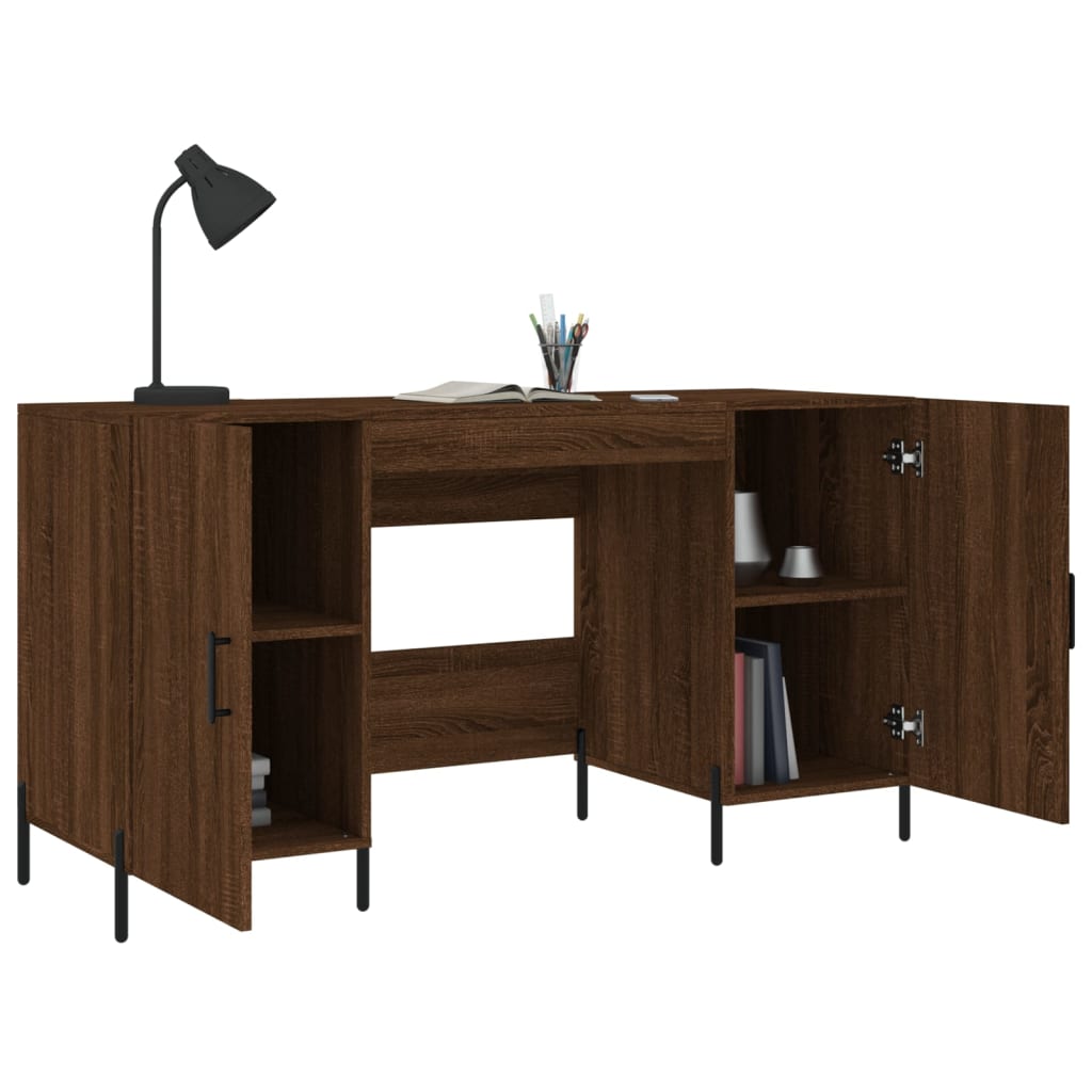 Stijlvol bureau van bewerkt hout in bruine eikenkleur - Afmetingen: 140x50x75 cm Bureaus | Creëer jouw Trendy Thuis | Gratis bezorgd & Retour | Trendy.nl