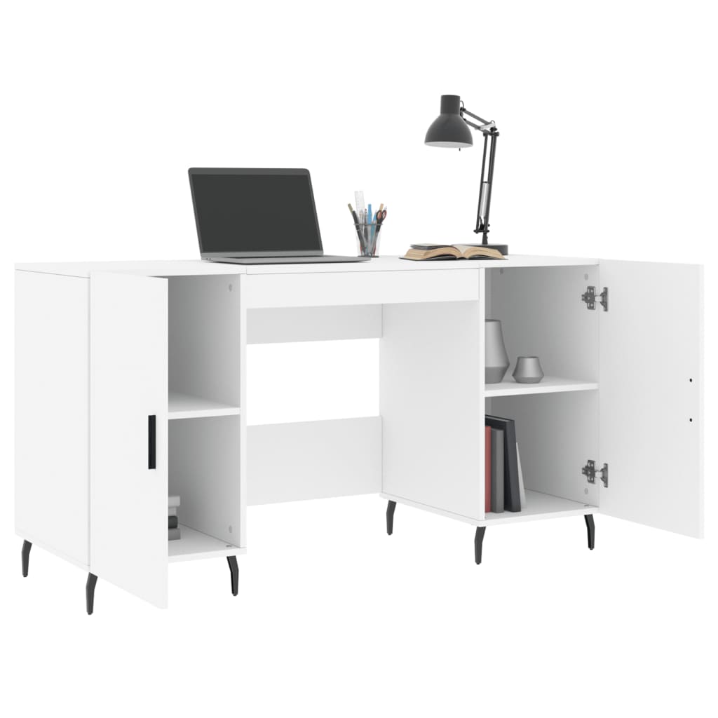 Prachtig bewerkt houten bureau van 140x50x75 cm in wit Bureaus | Creëer jouw Trendy Thuis | Gratis bezorgd & Retour | Trendy.nl