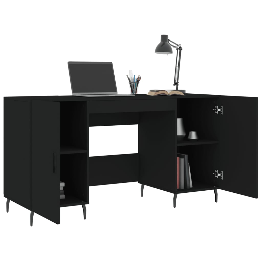 Stijlvolle zwart bewerkte houten bureau – afmetingen 140x50x75 cm Bureaus | Creëer jouw Trendy Thuis | Gratis bezorgd & Retour | Trendy.nl