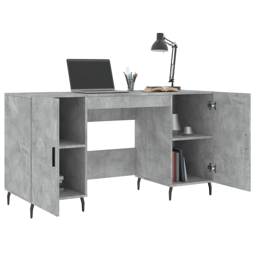 Stijlvol bewerkt houten bureau in betongrijs - Afmetingen 140x50x75 cm Bureaus | Creëer jouw Trendy Thuis | Gratis bezorgd & Retour | Trendy.nl
