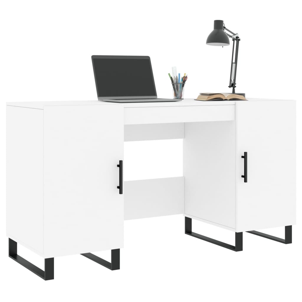 Prachtig bewerkt houten bureau - 140x50x75 cm - in klassiek wit Bureaus | Creëer jouw Trendy Thuis | Gratis bezorgd & Retour | Trendy.nl