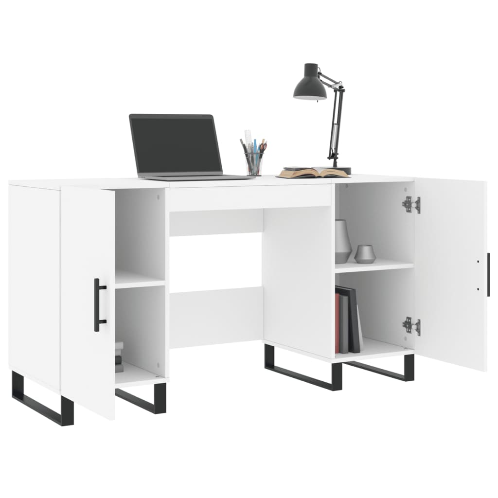 Prachtig bewerkt houten bureau - 140x50x75 cm - in klassiek wit Bureaus | Creëer jouw Trendy Thuis | Gratis bezorgd & Retour | Trendy.nl
