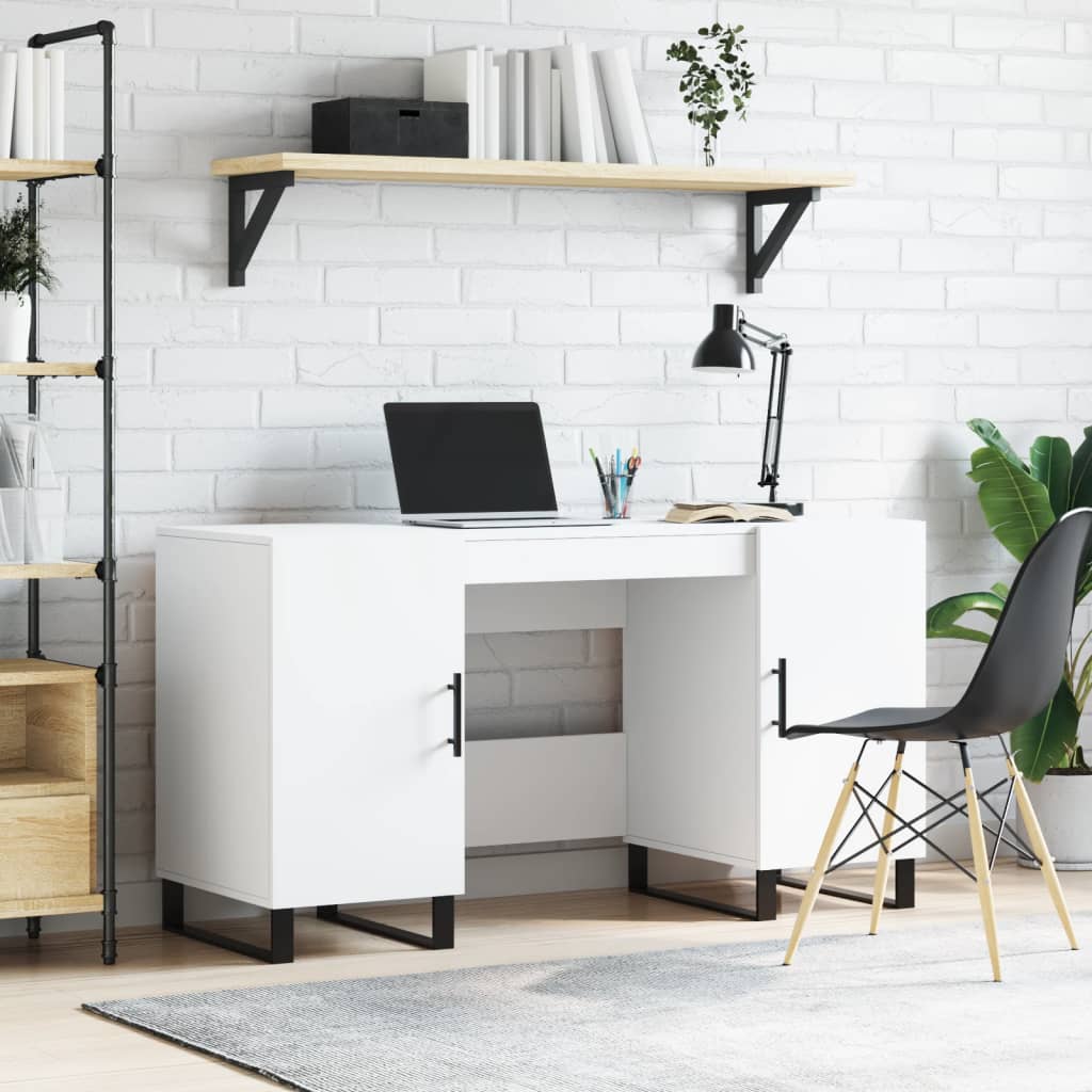 Prachtig bewerkt houten bureau - 140x50x75 cm - in klassiek wit Bureaus | Creëer jouw Trendy Thuis | Gratis bezorgd & Retour | Trendy.nl