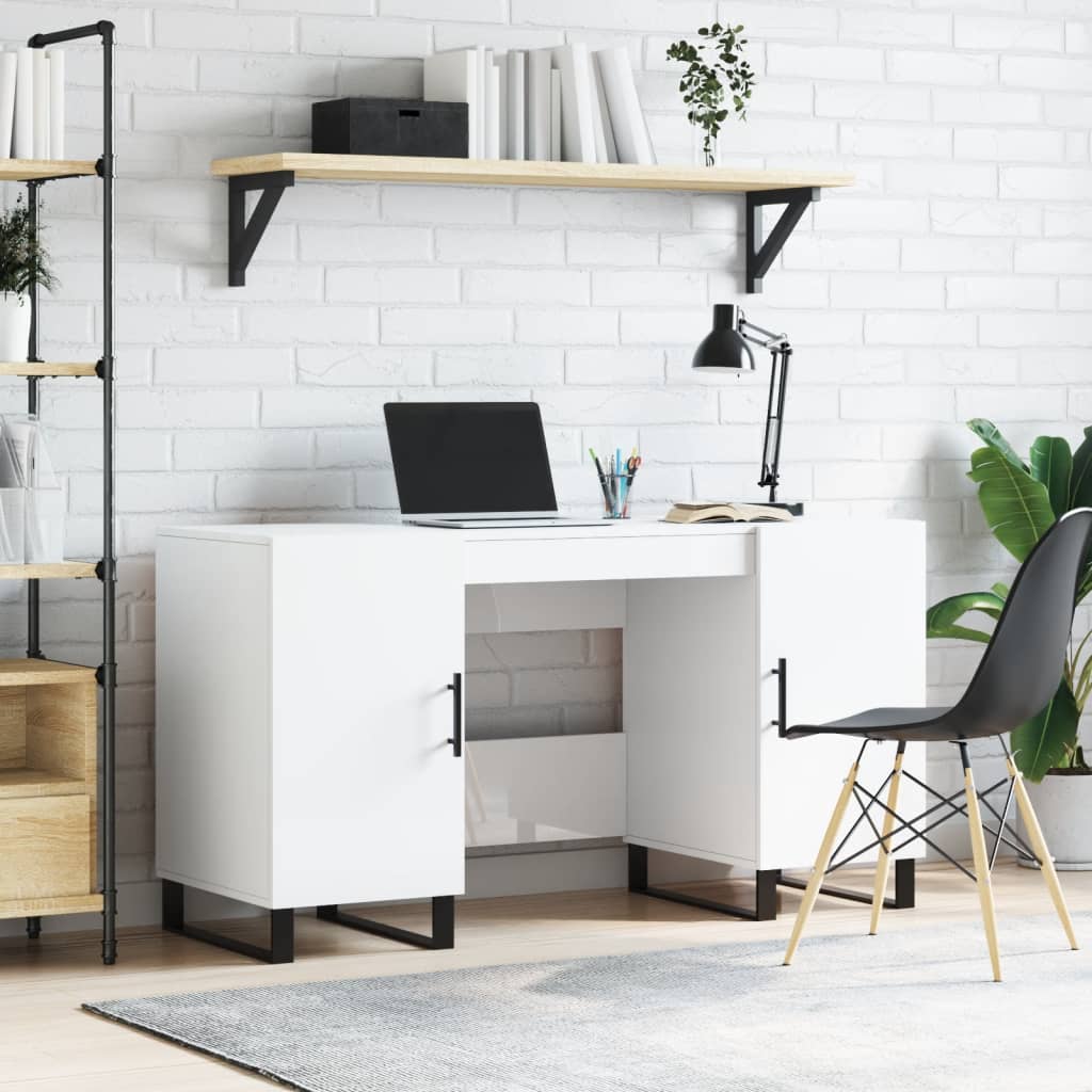 Hoogglans wit bureau van bewerkt hout - afmetingen 140x50x75 cm Bureaus | Creëer jouw Trendy Thuis | Gratis bezorgd & Retour | Trendy.nl