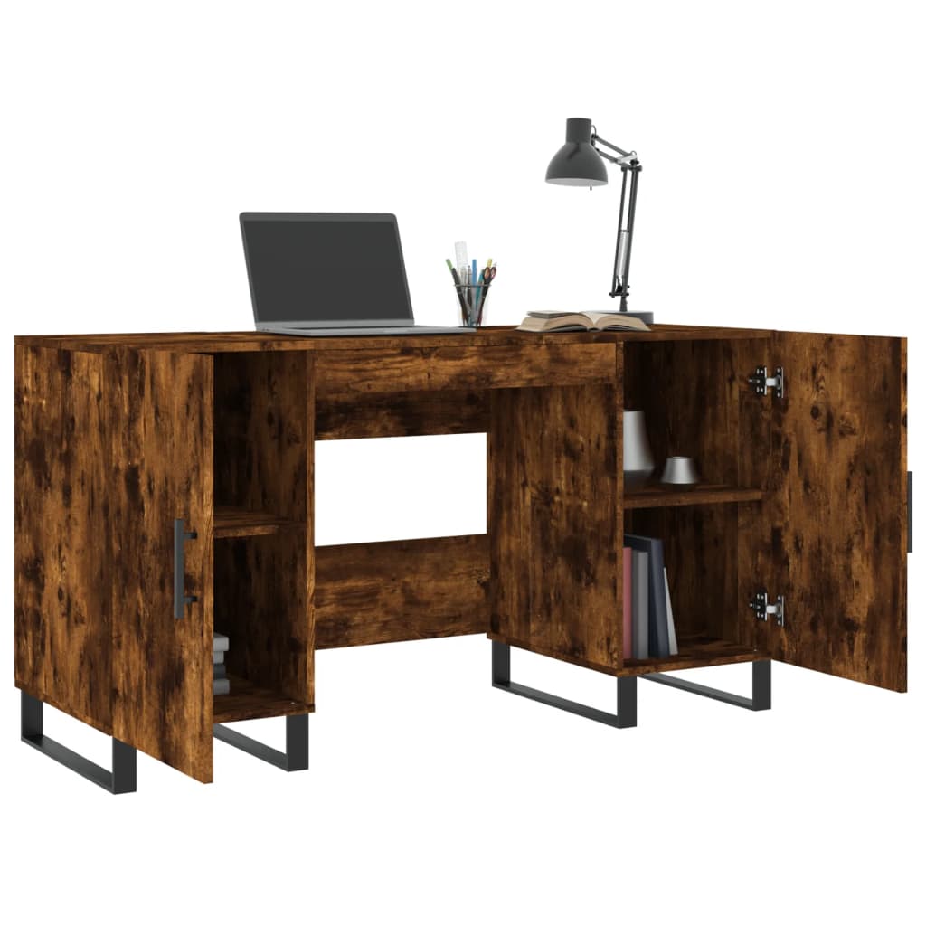 Stijlvol bewerkt houten bureau - Afmetingen 140x50x75 cm - Eikenkleurig Bureaus | Creëer jouw Trendy Thuis | Gratis bezorgd & Retour | Trendy.nl