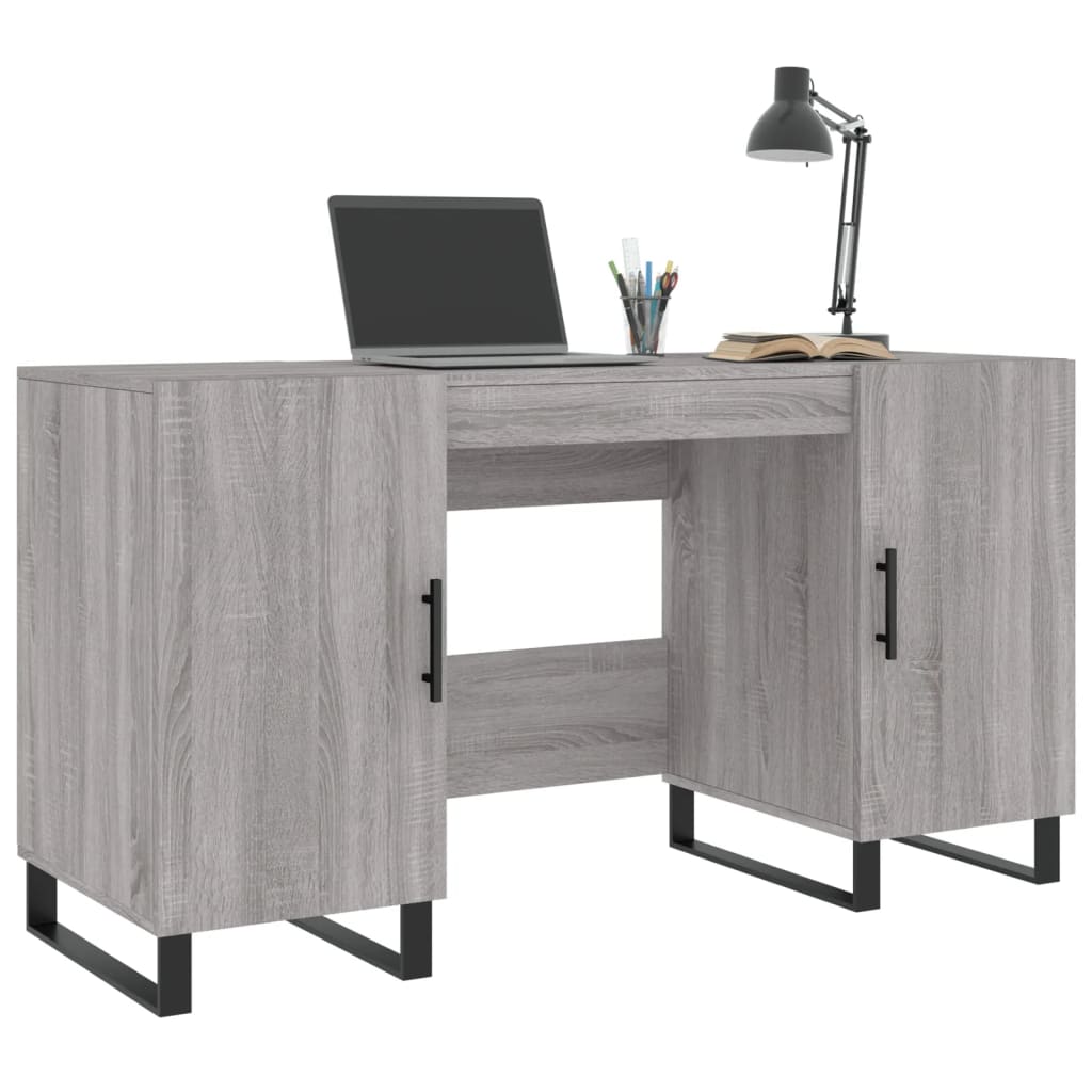 Stijlvol grijs sonoma eikenkleurig bureau van bewerkt hout - 140x50x75 cm Bureaus | Creëer jouw Trendy Thuis | Gratis bezorgd & Retour | Trendy.nl