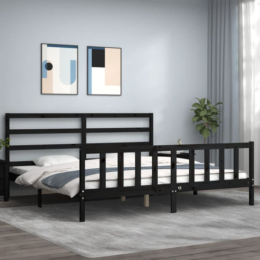 Stijlvol zwart bedframe met massief houten hoofdbord - 180x200 cm Bedden & bedframes | Creëer jouw Trendy Thuis | Gratis bezorgd & Retour | Trendy.nl
