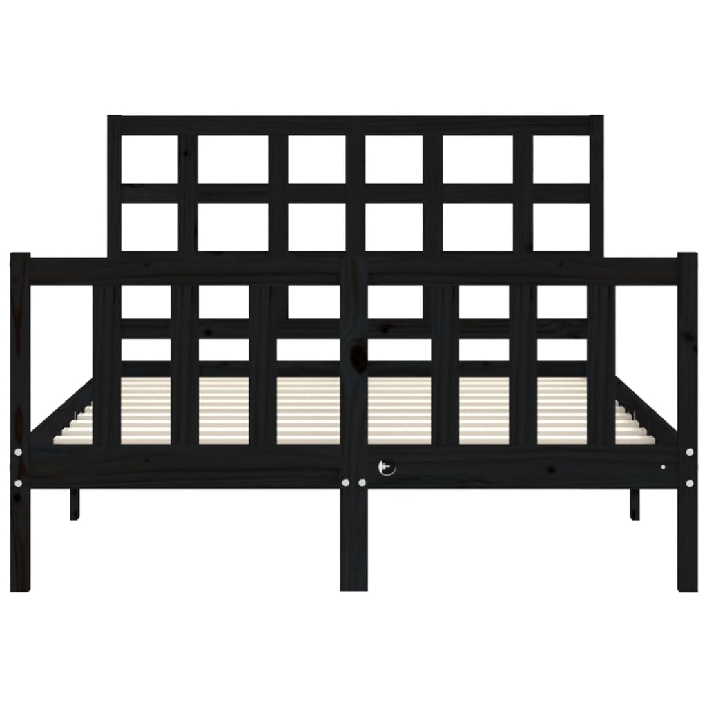 Stijlvol en duurzaam zwart bedframe met massief houten hoofdbord - 140x190 cm Bedden & bedframes | Creëer jouw Trendy Thuis | Gratis bezorgd & Retour | Trendy.nl