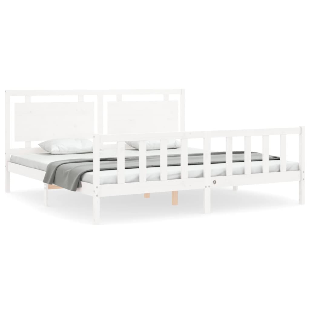 Bedframe met hoofdbord massief hout wit 180x200 cm Bedden & bedframes | Creëer jouw Trendy Thuis | Gratis bezorgd & Retour | Trendy.nl