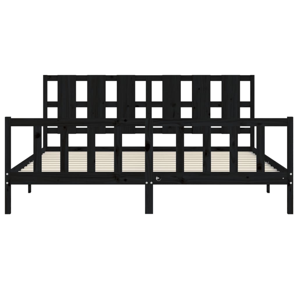 Stijlvol zwart bedframe met hoofdbord van massief hout - 180x200 cm Bedden & bedframes | Creëer jouw Trendy Thuis | Gratis bezorgd & Retour | Trendy.nl
