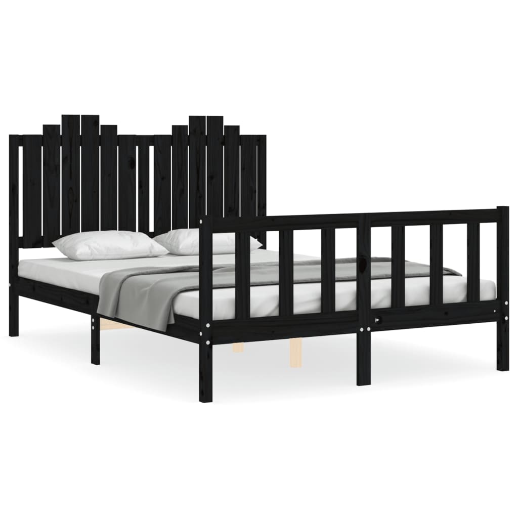 Stijlvol zwart houten bedframe met hoofdbord - 140x190 cm groot Bedden & bedframes | Creëer jouw Trendy Thuis | Gratis bezorgd & Retour | Trendy.nl