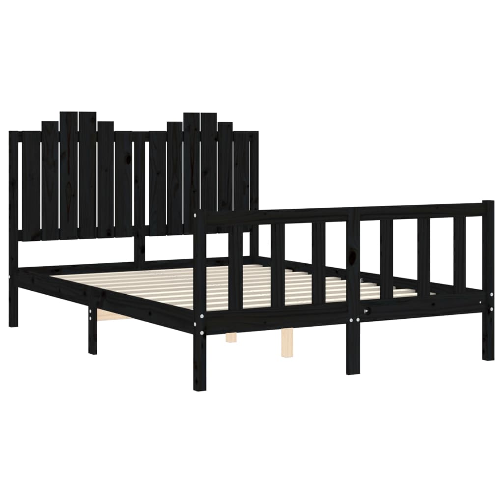 Stijlvol zwart houten bedframe met hoofdbord - 140x190 cm groot Bedden & bedframes | Creëer jouw Trendy Thuis | Gratis bezorgd & Retour | Trendy.nl
