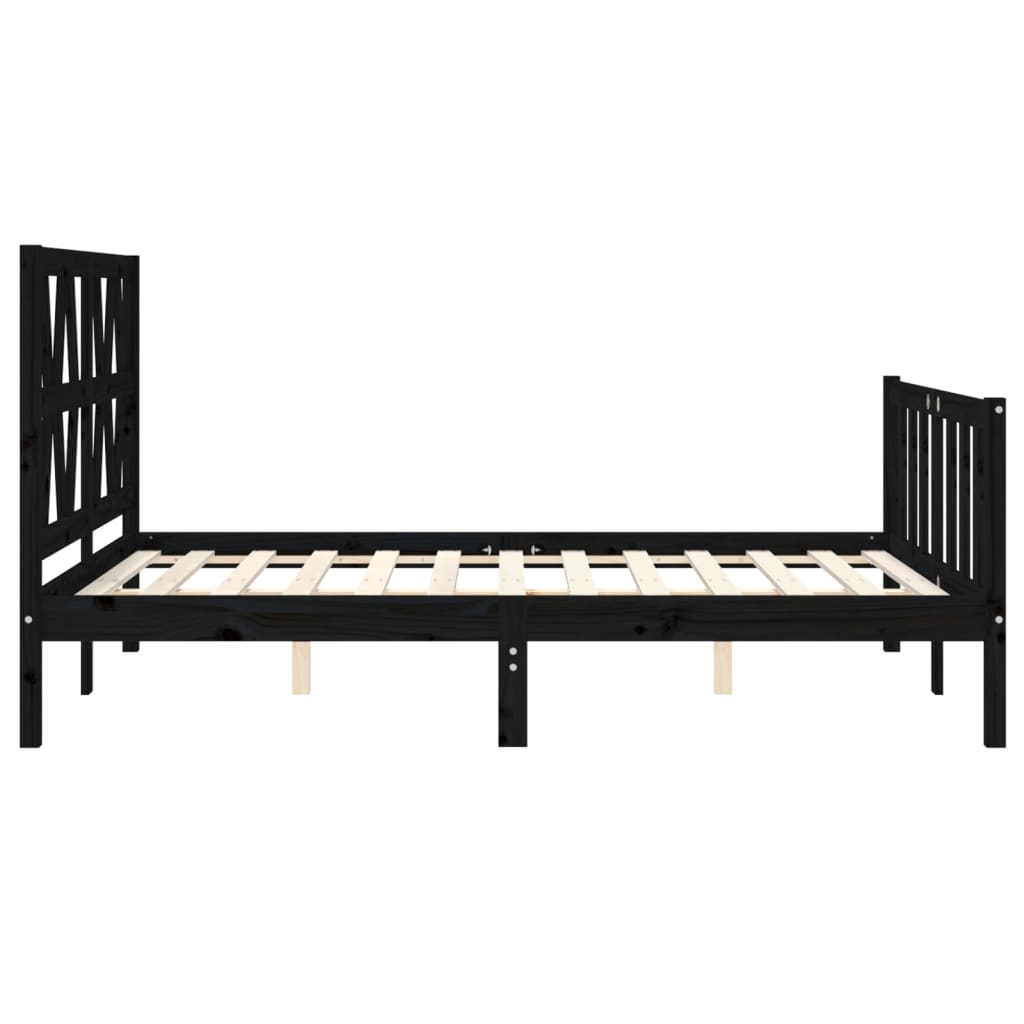Stijlvol zwart massief houten bedframe met hoofdbord - afmeting 140x190 cm Bedden & bedframes | Creëer jouw Trendy Thuis | Gratis bezorgd & Retour | Trendy.nl