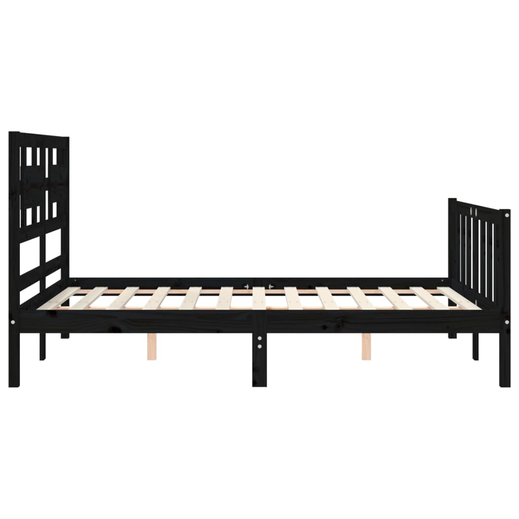 Zwart massief houten bedframe met hoofdbord - 140x200cm 
"Creëer stijl en comfort met dit prachtige bed" Bedden & bedframes | Creëer jouw Trendy Thuis | Gratis bezorgd & Retour | Trendy.nl