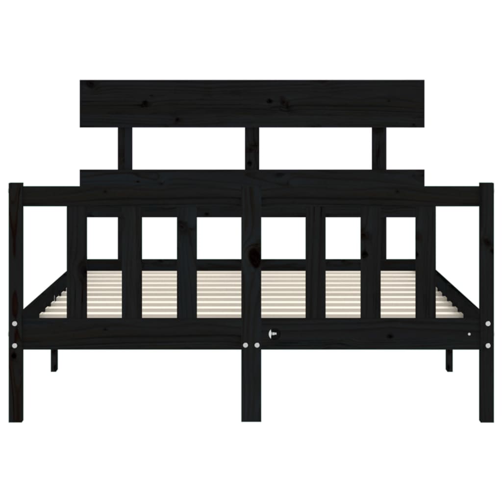 Bedframe met hoofdbord massief hout zwart 140x190 cm Bedden & bedframes | Creëer jouw Trendy Thuis | Gratis bezorgd & Retour | Trendy.nl
