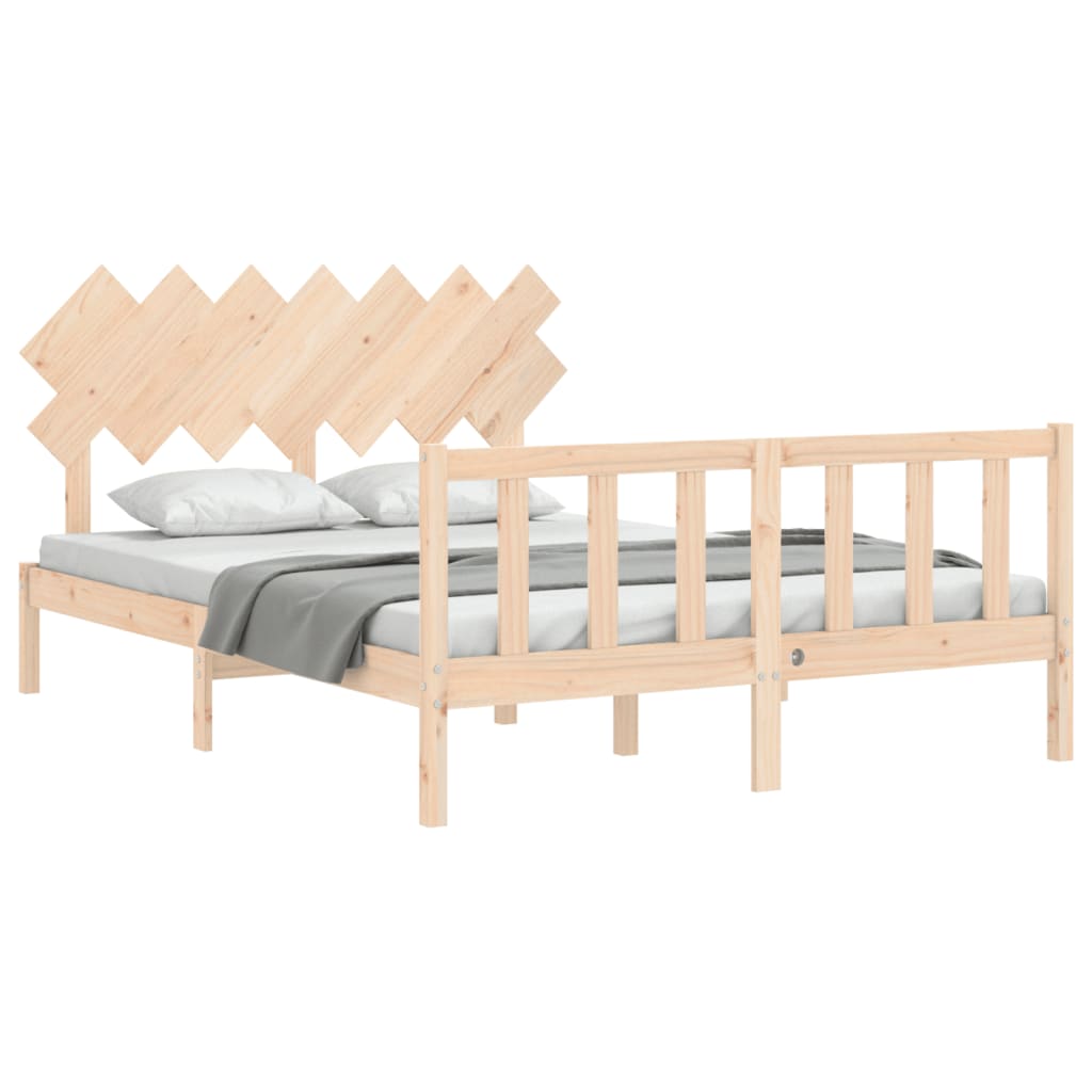 Bedframe met hoofdbord massief hout 140x190 cm Bedden & bedframes | Creëer jouw Trendy Thuis | Gratis bezorgd & Retour | Trendy.nl
