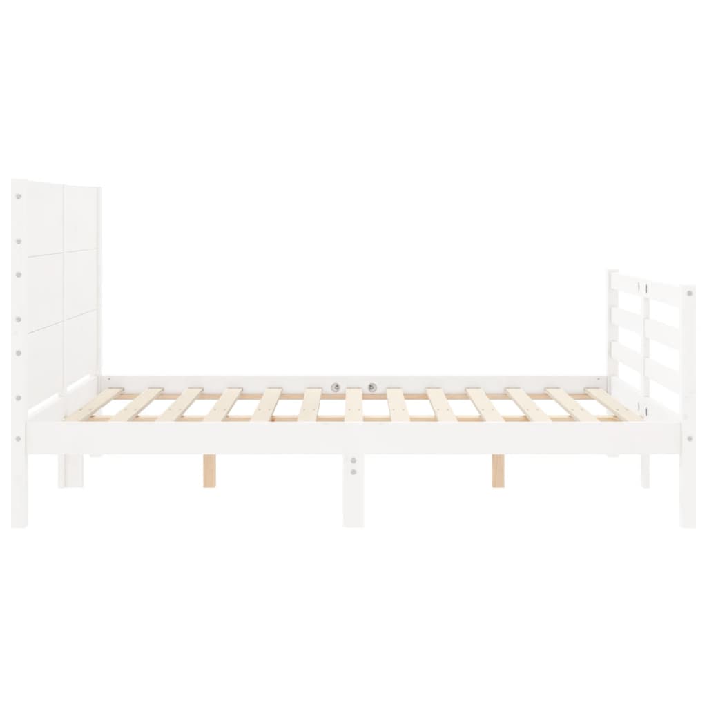 Bedframe met hoofdbord massief hout wit 140x200 cm Bedden & bedframes | Creëer jouw Trendy Thuis | Gratis bezorgd & Retour | Trendy.nl