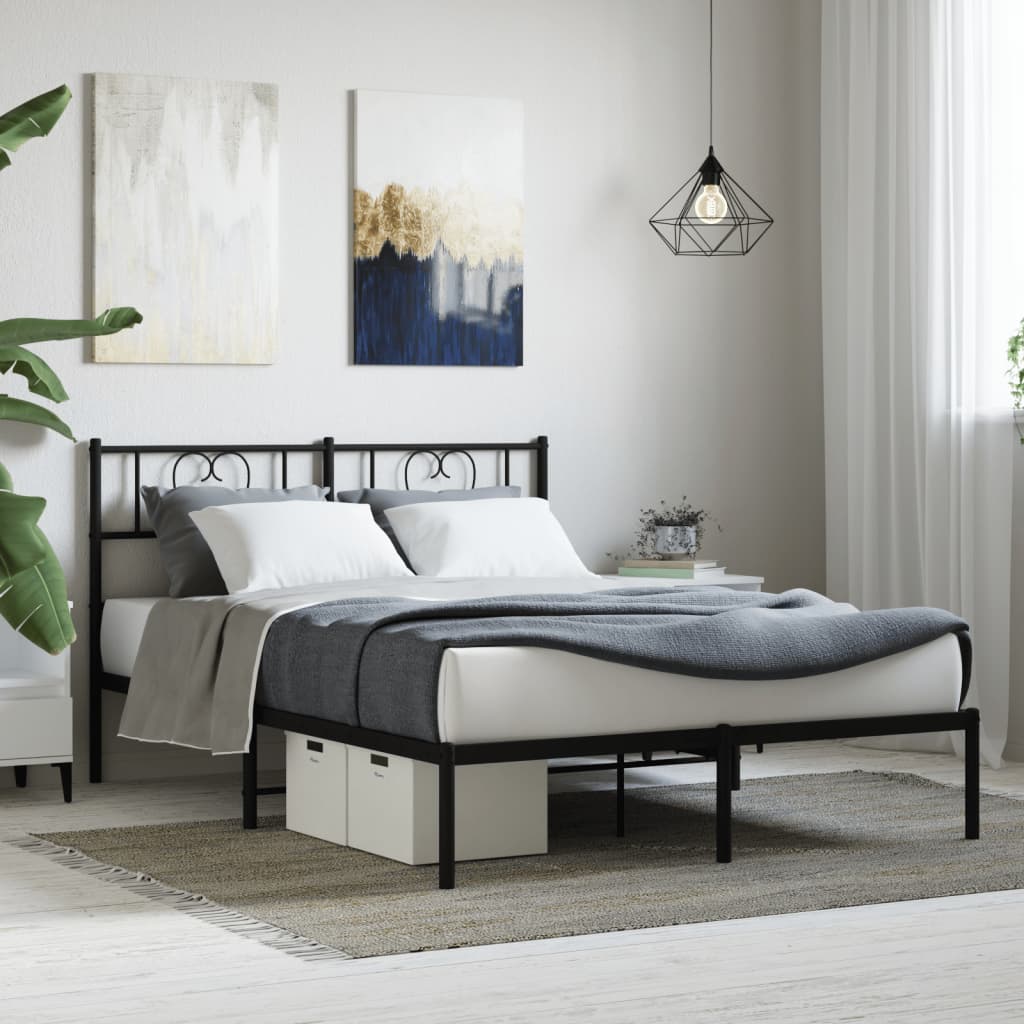 Stijlvol zwart metalen bedframe met hoofdbord - 140x190 cm groottes beschikbaar Bedden & bedframes | Creëer jouw Trendy Thuis | Gratis bezorgd & Retour | Trendy.nl