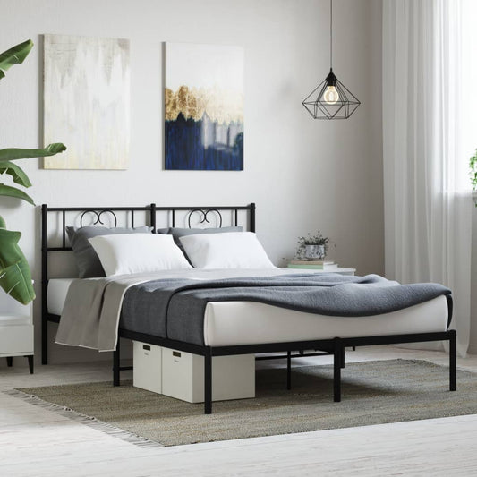 Zwart metalen bedframe met hoofdbord - 140x200 cm voor een stijlvolle slaapkamer Bedden & bedframes | Creëer jouw Trendy Thuis | Gratis bezorgd & Retour | Trendy.nl