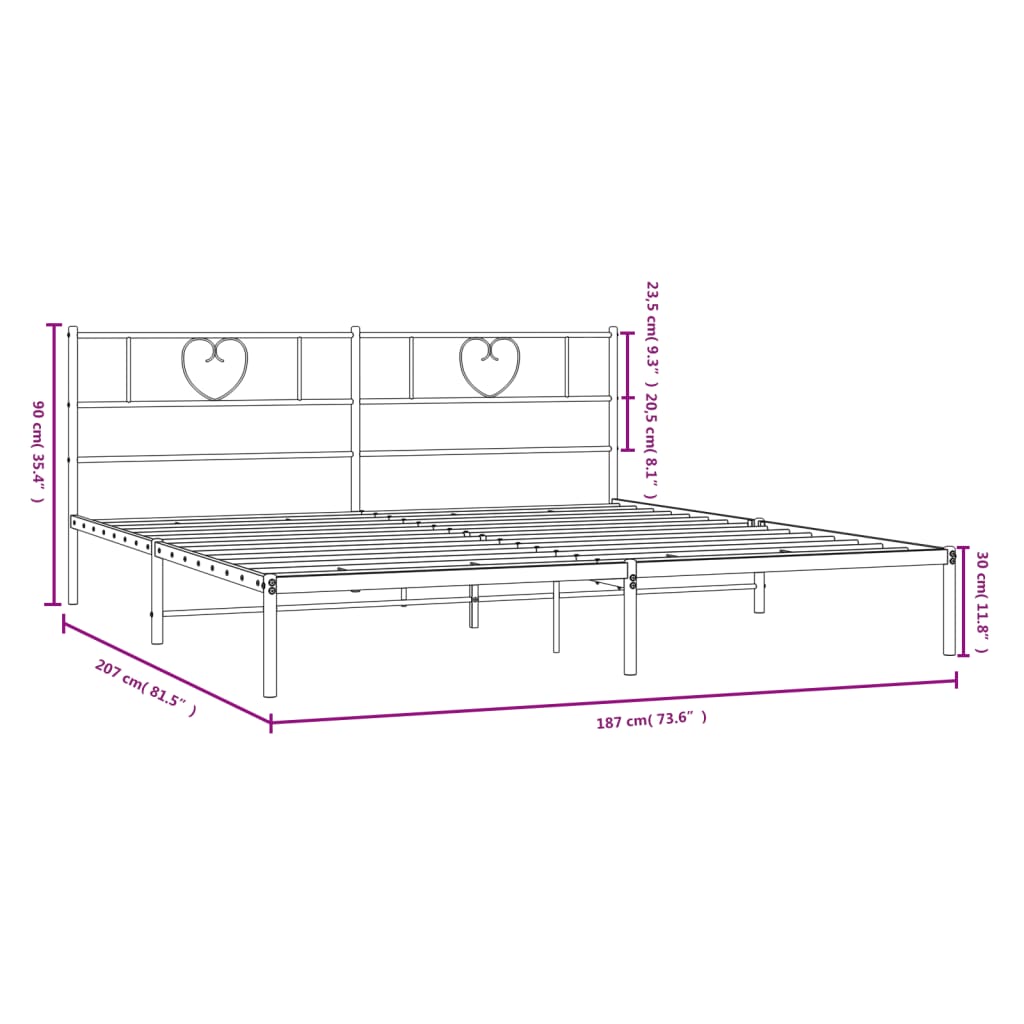 Bedframe met hoofdbord metaal wit 180x200 cm Bedden & bedframes | Creëer jouw Trendy Thuis | Gratis bezorgd & Retour | Trendy.nl