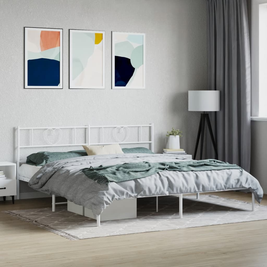 Bedframe met hoofdbord metaal wit 180x200 cm Bedden & bedframes | Creëer jouw Trendy Thuis | Gratis bezorgd & Retour | Trendy.nl