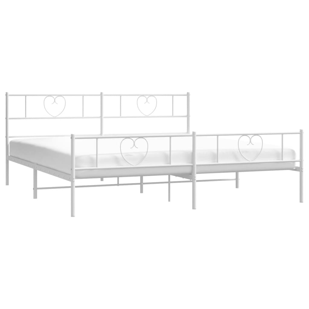 Bedframe met hoofd- en voeteneinde metaal wit 180x200 cm Bedden & bedframes | Creëer jouw Trendy Thuis | Gratis bezorgd & Retour | Trendy.nl