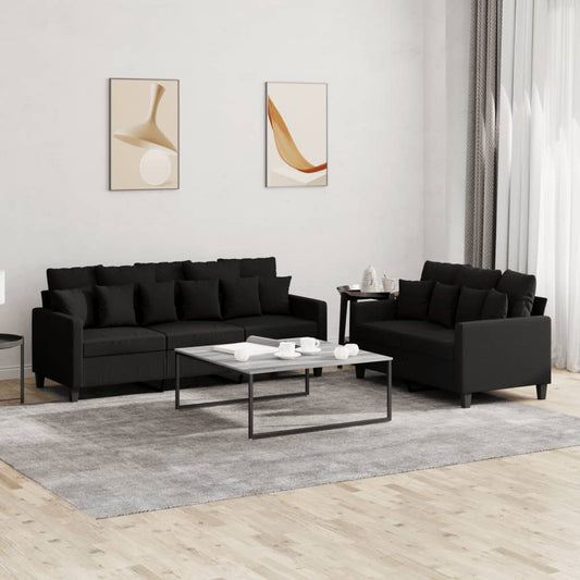 2-delige loungeset met kussens stof zwart Banken | Creëer jouw Trendy Thuis | Gratis bezorgd & Retour | Trendy.nl