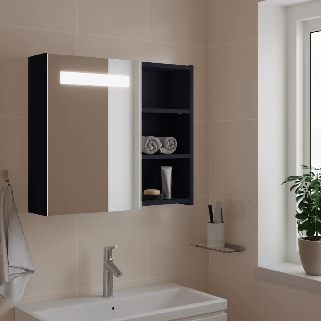 Badkamerkast met spiegel en LED 60x13x52 cm grijs Badkamerkaptafels | Creëer jouw Trendy Thuis | Gratis bezorgd & Retour | Trendy.nl