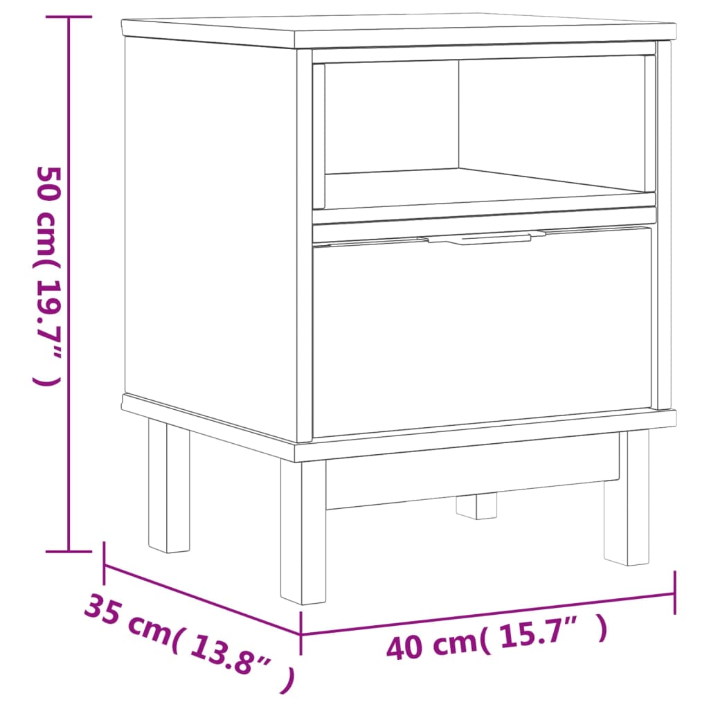 Nachtkastje FLAM 40x35x50 cm massief grenenhout Nachtkastjes | Creëer jouw Trendy Thuis | Gratis bezorgd & Retour | Trendy.nl