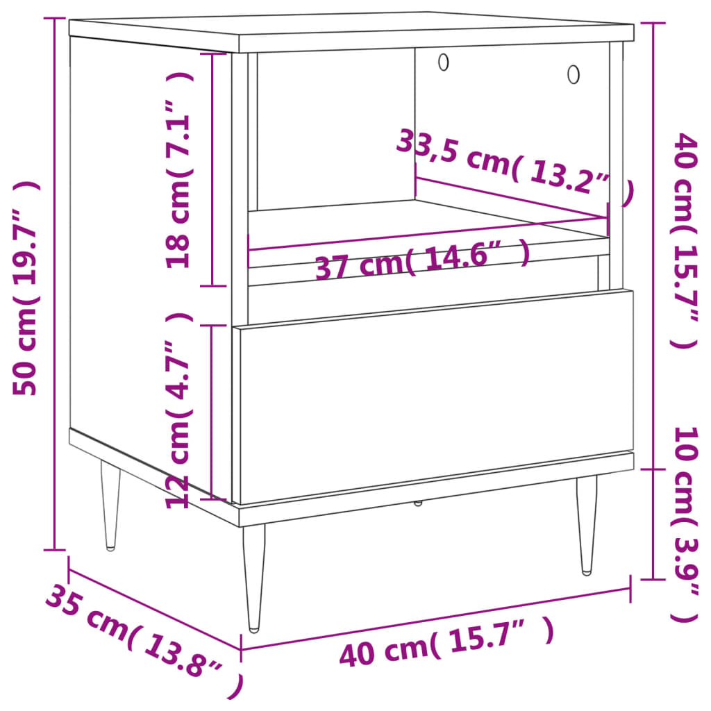 Nachtkastje 40x35x50 cm bewerkt hout wit Nachtkastjes | Creëer jouw Trendy Thuis | Gratis bezorgd & Retour | Trendy.nl