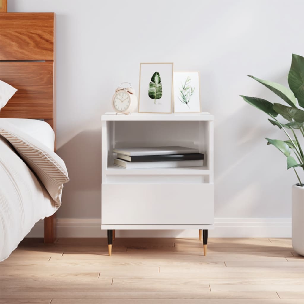 Nachtkastje 40x35x50 cm bewerkt hout hoogglans wit Nachtkastjes | Creëer jouw Trendy Thuis | Gratis bezorgd & Retour | Trendy.nl