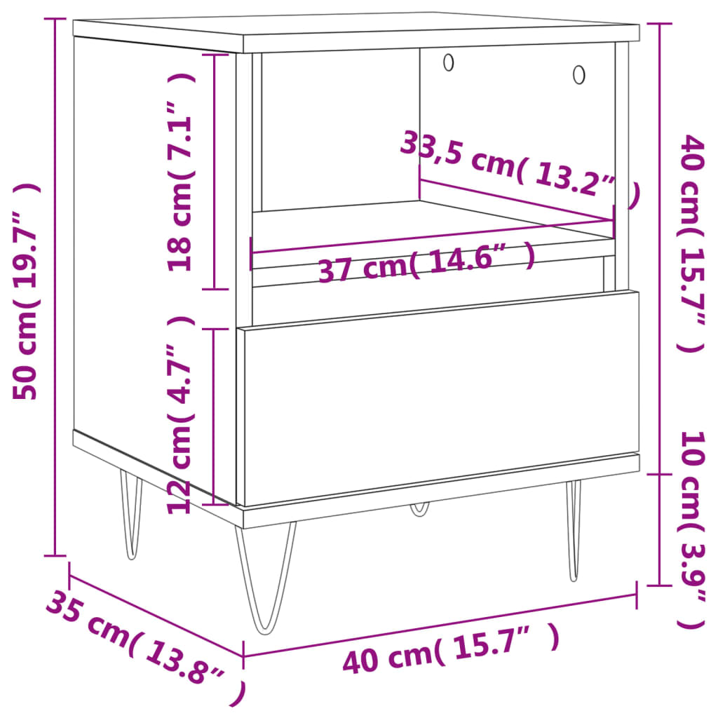 Nachtkastje 40x35x50 cm bewerkt hout wit Nachtkastjes | Creëer jouw Trendy Thuis | Gratis bezorgd & Retour | Trendy.nl