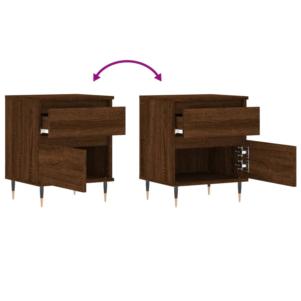 Nachtkastjes 2 st 40x35x50 cm bewerkt hout bruin eikenkleur Nachtkastjes | Creëer jouw Trendy Thuis | Gratis bezorgd & Retour | Trendy.nl