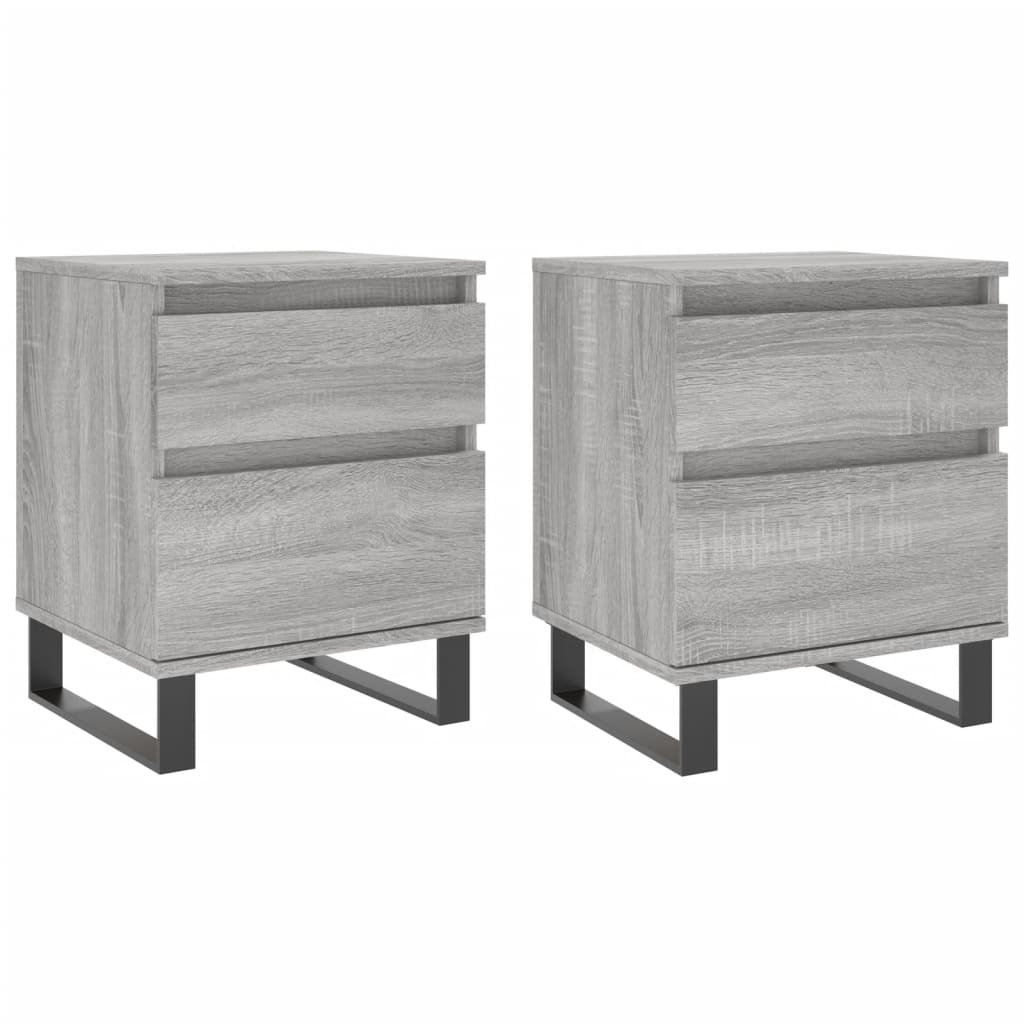 Nachtkastjes 2 st 40x35x50 cm bewerkt hout grijs sonoma eiken Nachtkastjes | Creëer jouw Trendy Thuis | Gratis bezorgd & Retour | Trendy.nl