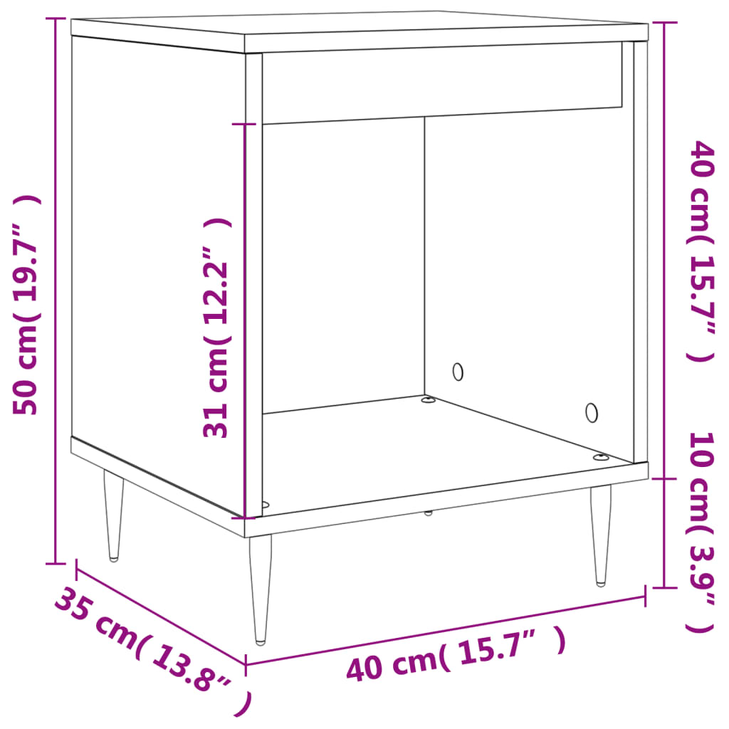 Nachtkastje 40x35x50 cm bewerkt hout wit Nachtkastjes | Creëer jouw Trendy Thuis | Gratis bezorgd & Retour | Trendy.nl